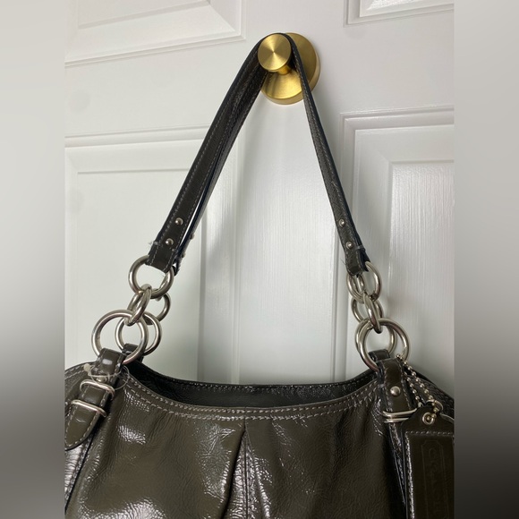 COACH Dark Gray Alexandra Patent Leather Tote Bag 16231 🩶✨ - Picture 3 of 16
